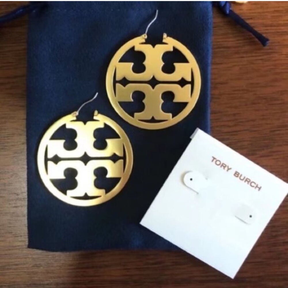 Tory Burch Gold Logo Earrings - Picture 12 of 14